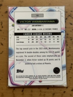 2023-24 Topps Chrome Cosmic #151 Victor Wembanyama RC Spurs Hot