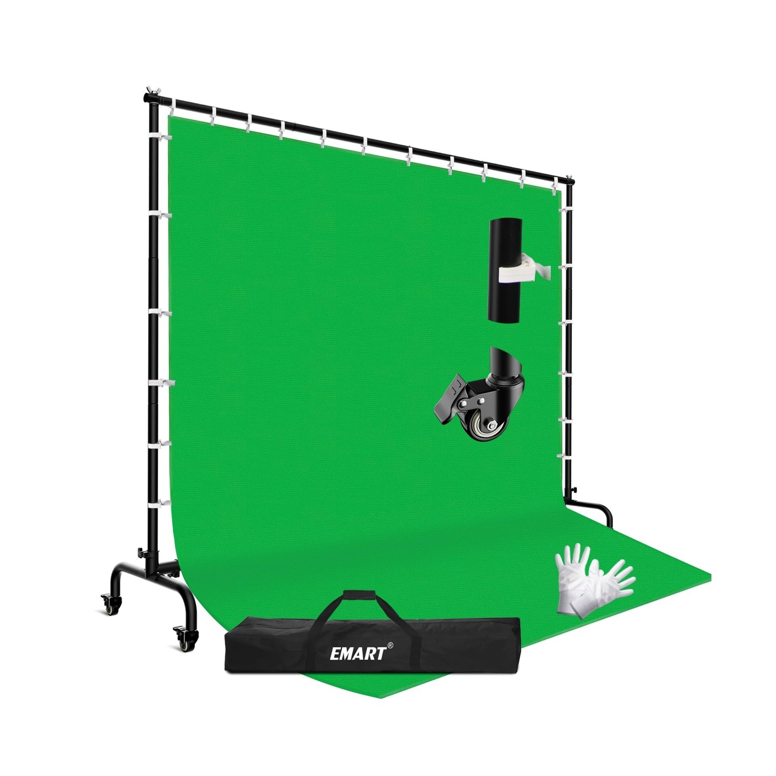 EMART 7x10ft Green Screen Backdrop Kit,Adjustable Stand with Wheels... Fast Ship