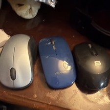 Logitech Lot of 3 Optical Standard Mice Scroll Wheel 3 Buttons Silver Blue Black