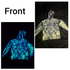 Handmade unisex large black light reactive psychedelic tie dye hoodie