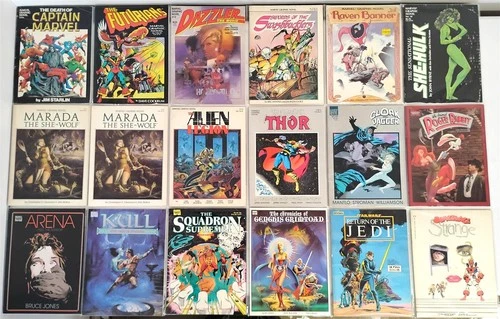 Vintage Marvel Graphic Novel Lot of (18) Books She-Hulk Thor Dazzler Avg VF