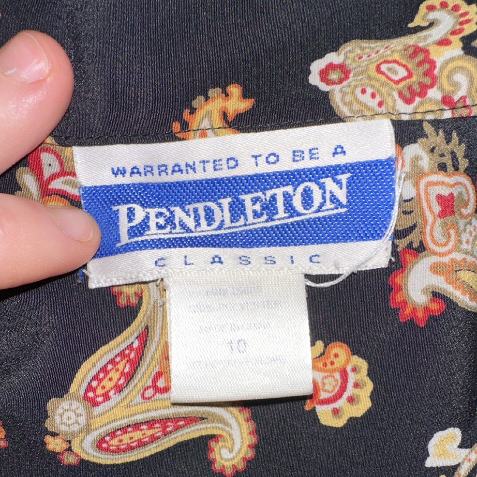 Pendleton Paisley Button-Down Blouse Black Multic… - image 2