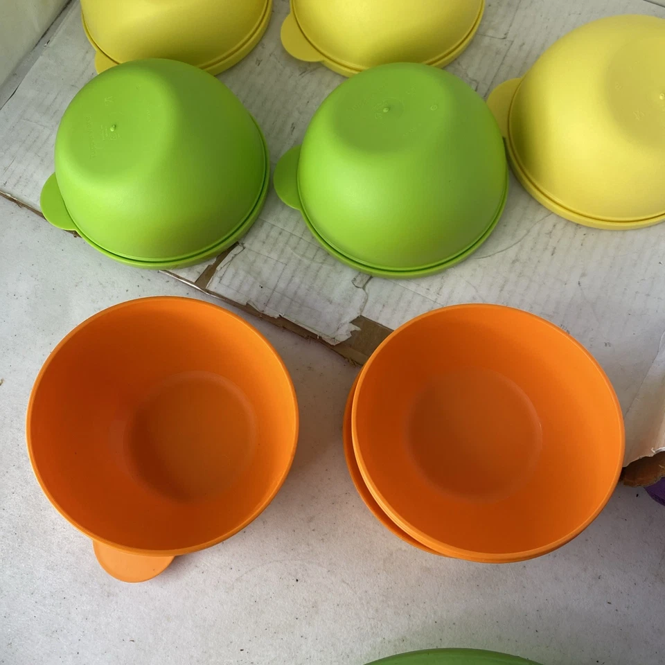 Juego de 7 cuencos Tupperware Citrus Keepers verde amarillo naranja con tapas 6871A 6872A Foto 3 de 4