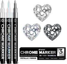 3 Pcs Silver Chrome Paint Markers for Plastic, Metal, Model, Jewelry, DIY Art