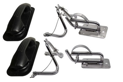 #ad MARINE CITY Stainless Steel Quick Release Snap Davits Set with Black Handle Pad $199.99