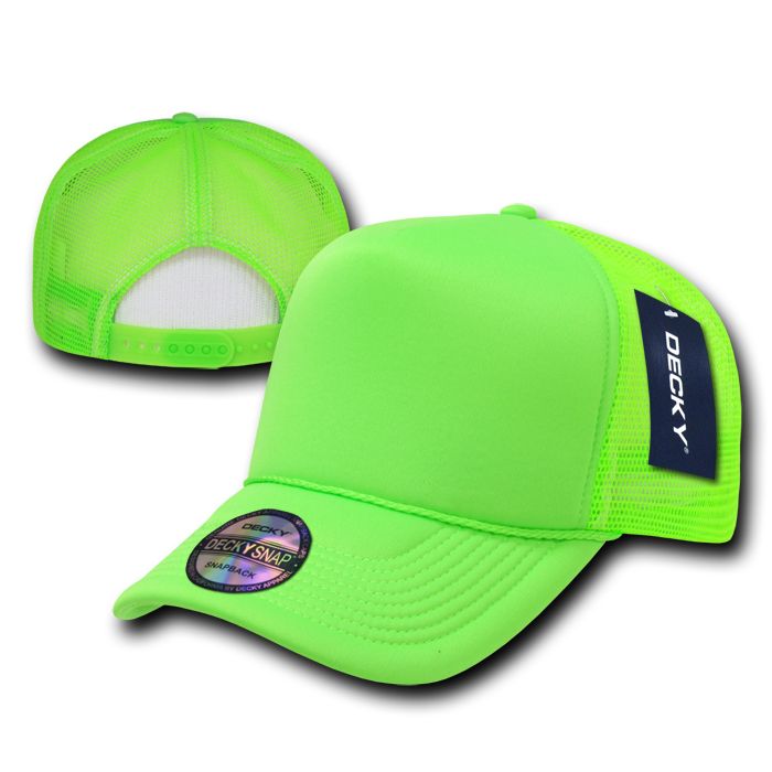 Decky Solid Plain Neon Foam Mesh Trucker Hats Caps Snapback