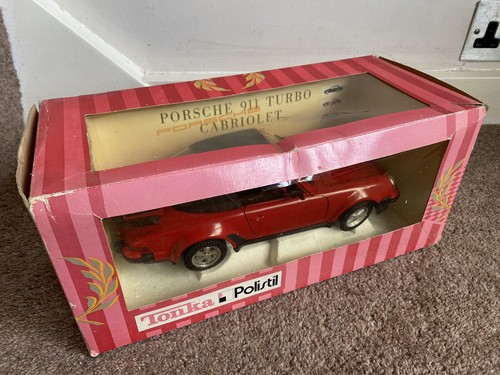 Tonka Polistil Porsche 911 Turbo Cabriolet, 1:16 Scale, Die Cast, Boxed, Red. - Picture 9 of 10