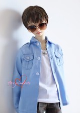 1/4 1/3 Uncle BJD Doll Clothes Outfit Sky Blue Shirt Top 2 Front Stereo Pockets
