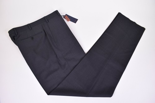 Pantalone abito Zanella nuovo con etichetta piatto davanti taglia 34 in lana elasticizzato grigio antracite Todd