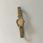 Vintage Timex Watch Women Gold/Silver Tone Oval Dial  Stretch Band, need battery