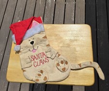 Felt Cat Kittuly Christmas Stocking Santa Claws SEE DETAILS PICTURES