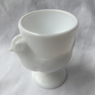 Milchglas Huhn Eierbecher French Made Vintage Retro Sammlerstück Geschirr