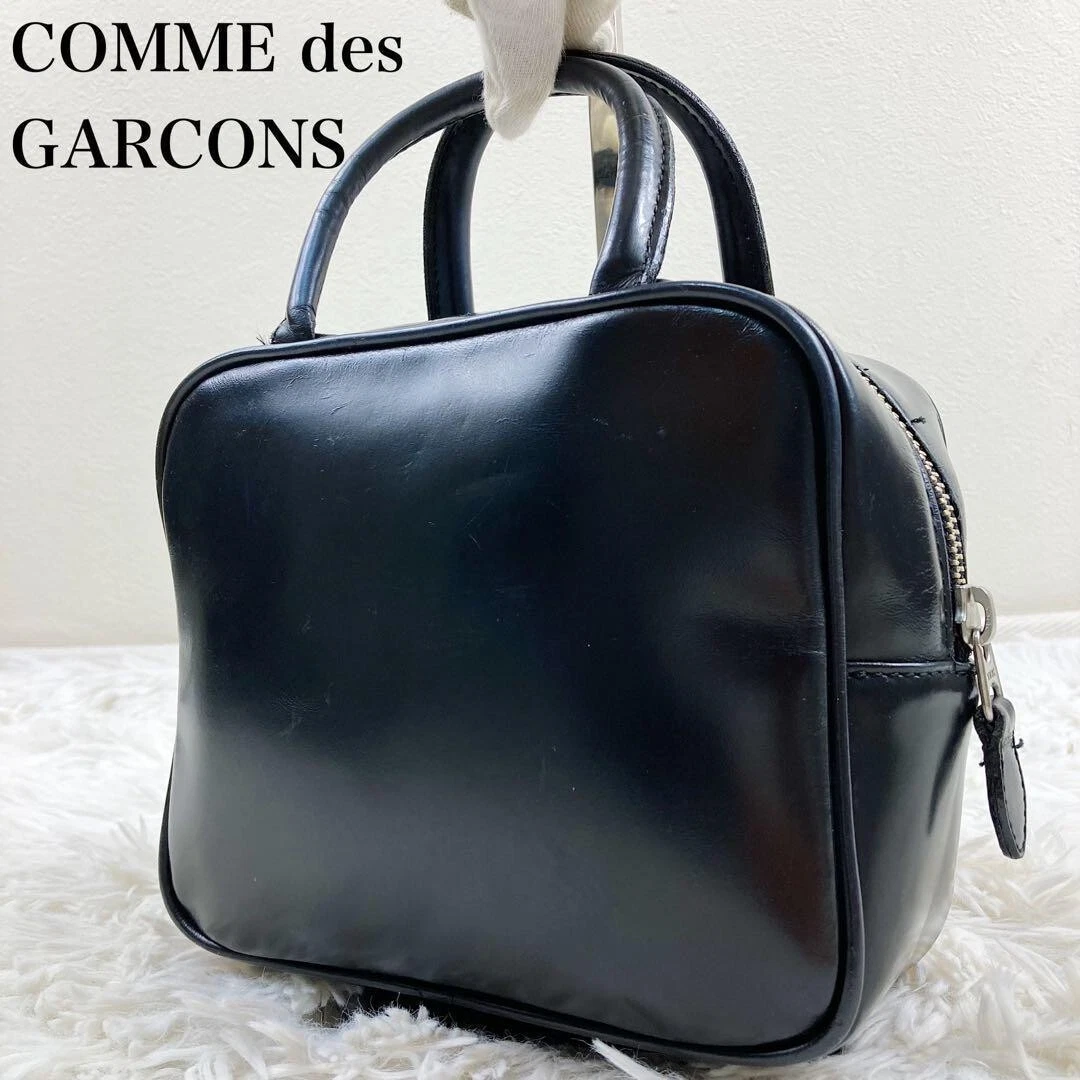 Comme Des Garcons Aoyama Square Steer Bag Hand Bag Leather Black Womens