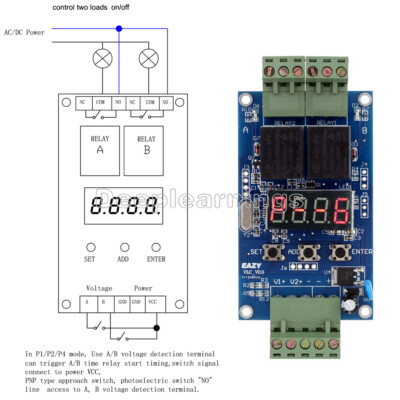 DC 12V Dual Programmable Relay Control Board Cycle Delay Timer Switch Module NEW