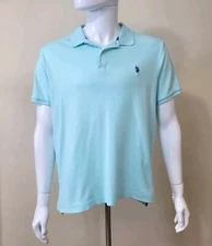 US Polo Mens Shirt Aqua Blue Size Large Luxury Feel