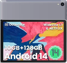 Jeazans 10 Inch Android Tablet 10GB RAM 128GB Storage HD Display WiFi 6 Bluet...