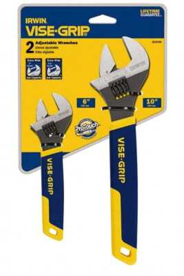 Irwin 2078700 Adjustable Wrench Set: 2 Pc, Inch Chrome-Plated
