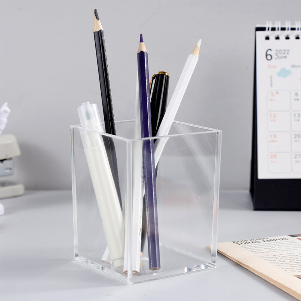 Pen Holder Clear Acrylic School Capacity Desk Organiser Universal eBay