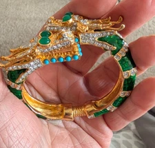 Kenneth Jay Lane  green double head Dragon bracelet usa