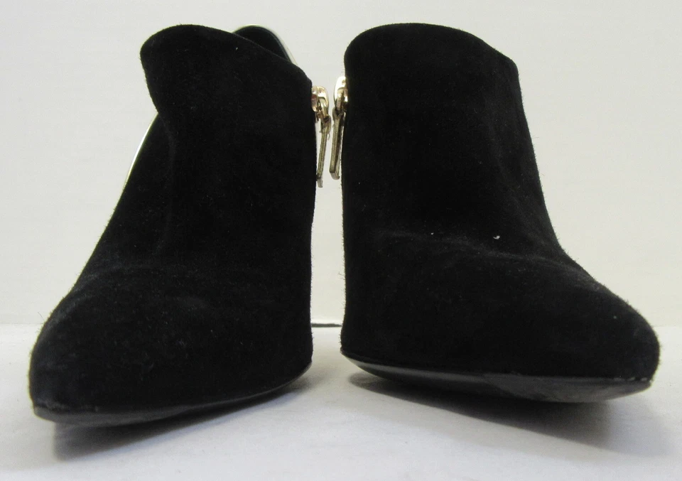 Ботинки ROGER VIVIER черные замшевые золотистые кожаные с заостренным носком на каблуке размер 37,5 - Изображение 3 из 4