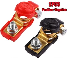 2× Car Battery Terminal Clamp Connectors Positive Negative Release Disconnect