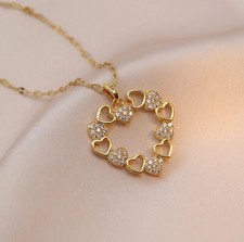 Damen Halskette Herz Liebe Gold Anhänger Frauen Schmuck Feine Kette Geschenk