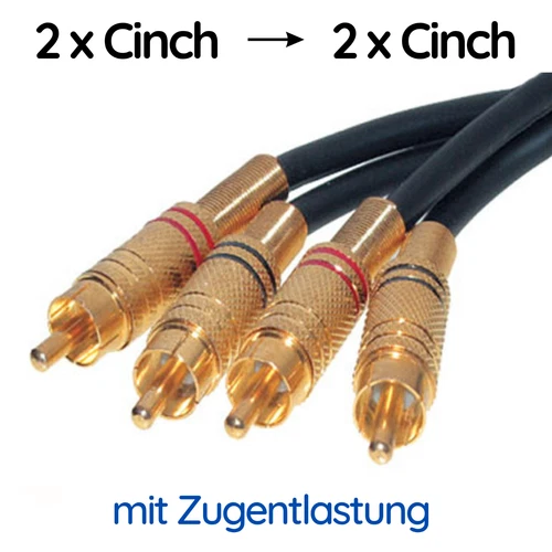 Stereo High End Metall Cinch Stecker RCA Kabel mit Zugentlastung AUX HiFi Chinch