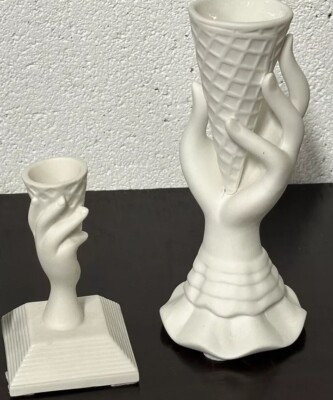 Wunderschöner Jonathan Adler weißer Porzellan-Streichholzhalter & Vase 