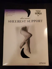 JCPenney Sheerest Support Pantyhose Navy Average Control Top Sandalfoot