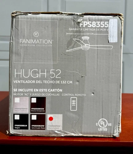 ⭕️ NEW FANIMATION HUGH 52" CEILING FAN MATTE WHITE W/ LED LIGHT KIT FPS8355BMWW - Picture 3 of 5