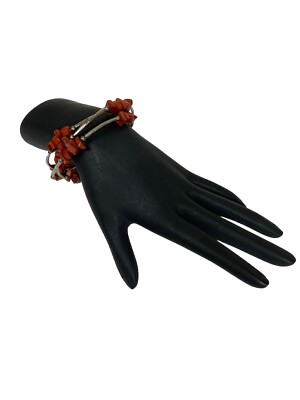 Vtg Red Jasper Nugget Wrap Bracelet Brown Sienna Bead Untested