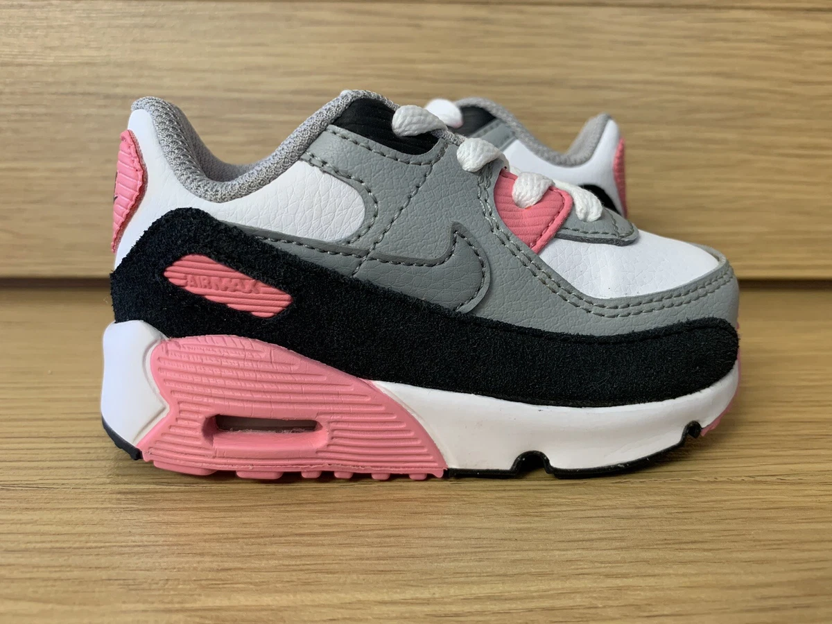 Nike Air Max 90 Recraft Rose TD Toddler Size 5C CD6868-104 Smoke Grey White A3