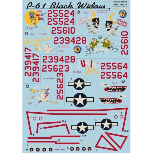 Calcomanías de tobogán acuático escala 48-035 impresión avión 1:48 P-61 Black Widow parte 2 - Imagen 13 de 24