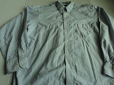 CHAPS OXFORD 17-17 1/2 34/35 X LARGE BLUE & WHITE STRIPED BUTTON DOWN SHIRT