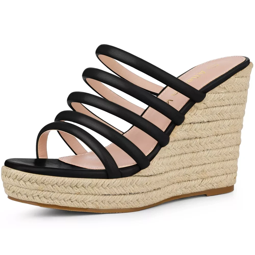 Black strappy espadrille sandals hot sale