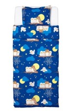 Set federa copripiumino singolo IKEA VANDRING UGGLA gufi navy cotone bambini nuovo