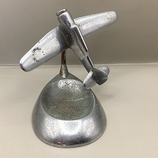 1930s Vintage Metal Art Deco Swivel Aeroplane Ashtray (C1) NS#8738