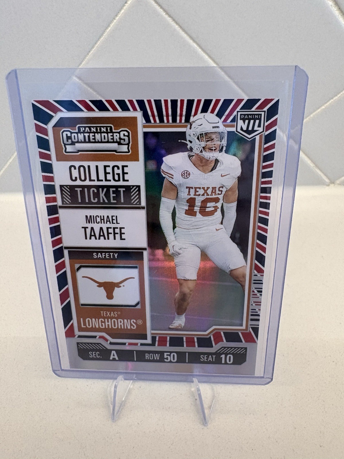 2025 Panini NIL University of Texas MICHAEL TAAFFE College Ticket Holo Foil