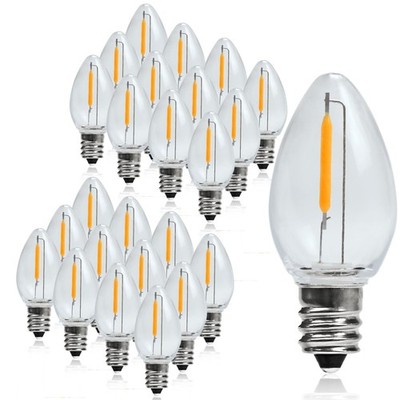 25 PCS C7 LED Night Light Bulbs E12 Base Shatterproof 0.6W 2200K Chandelier