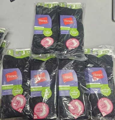 6 Packs of 3 Pair - HANES LIGHTWEIGHT COMFORTSOFT CREW WOMANS 5-9 (TOTAL 18 PR)