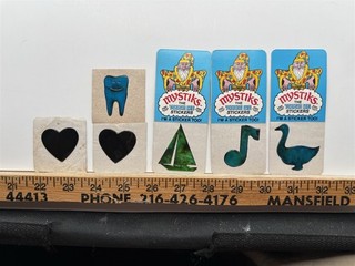 1980s Davis Liquid Crystals Mystiks Tooth Boat Music Note Duck Stickers Vintage