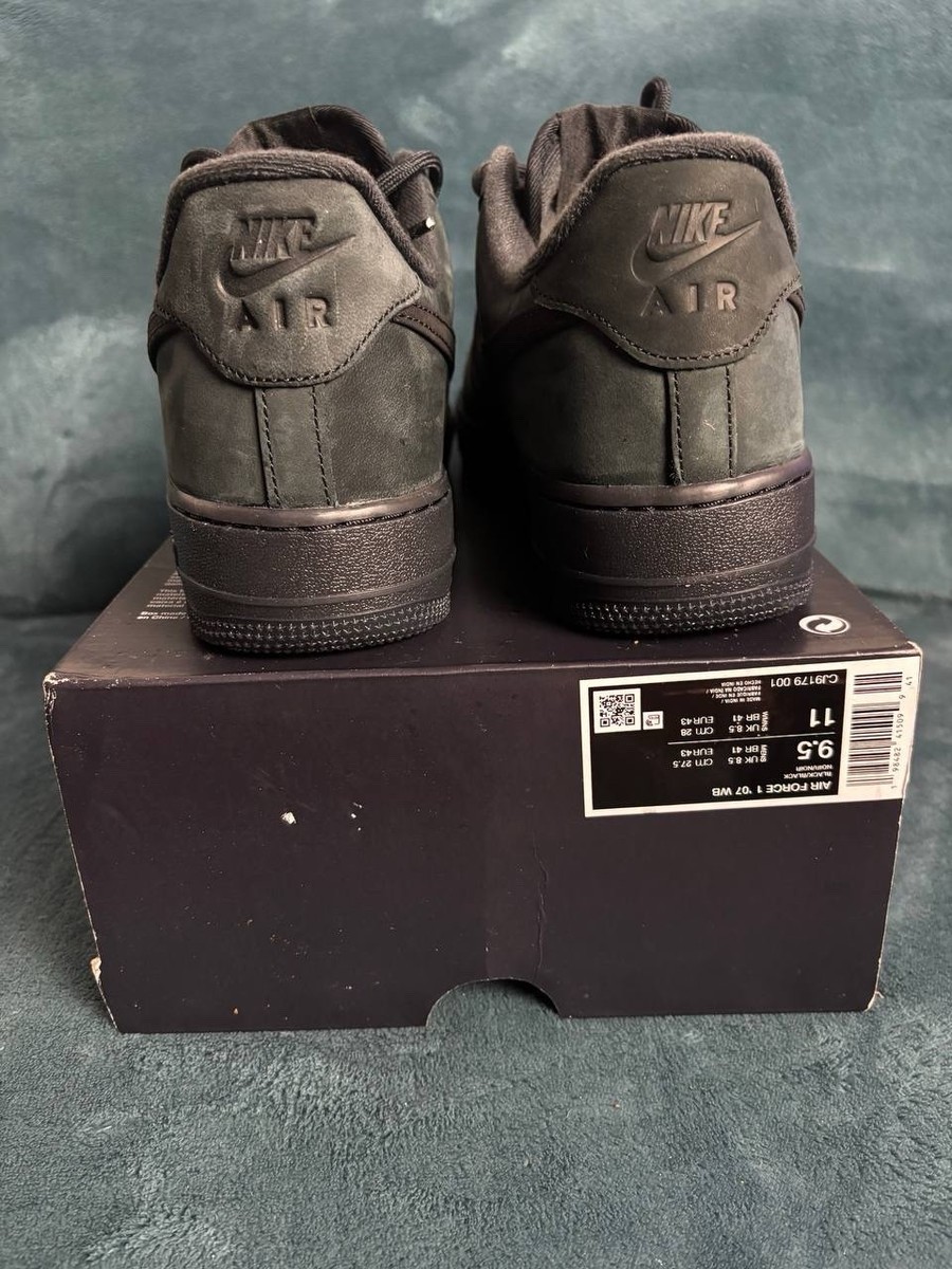 Nike Air Force 1 Low '07 WB Triple Black Nubuck Mens CJ9179-001