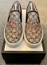 Authentic Gucci GG Supreme Kingsnake Slip On Beige/Black UK 9.5 EU 43.5