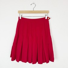 Vintage Ralph Lauren Wool Red Pleated Skirt Union Made In USA Preppy Size 8