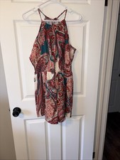 Shein Beautiful Paisley Romper Women's Size Large Multicolor Sleeveless Jumpsuit