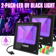 2Pack 100W UV LED Black Light For Christmas Party DJ Club Stage Floodlight IP66