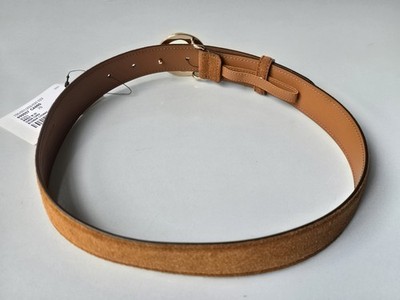 Gucci Belt 70 28 Brown Suede Gold GG Logo Buckle Blondie Cognac