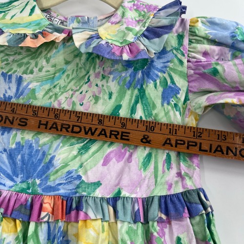 Vintage JG Hook Watercolor Floral French 90s Collared Dress Girls Size 10/12 USA - Picture 5 of 6