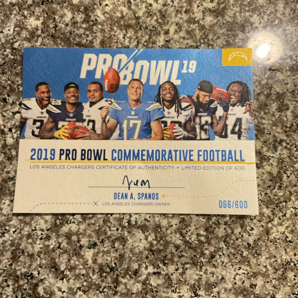 2019 L.A. Chargers Pro Bowl LMT. EDT. NFL Full Size W/ Coa - Image 4 of 4