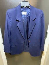 Vintage Pendleton Blazer Jacket Navy Blue USA Virgin Wool Size 8 Single Button